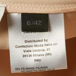 Pre Owned Calvin Klein Beige Crepe Mock Neck Mini Dress M