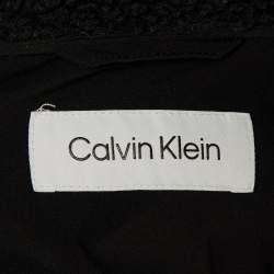 Pre Owned Calvin Klein Black Quilted Zip Up Hooded Coat S 