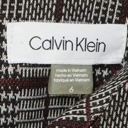 Pre Owned Calvin Klein Black /Red Checkered Knit Mini Dress M