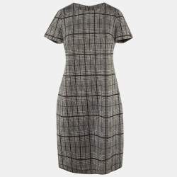 Pre Owned Calvin Klein Black /Red Checkered Knit Mini Dress M