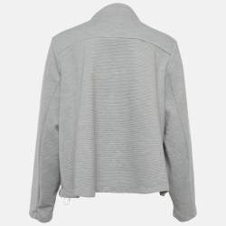 Pre Owned جاكيت كالفين كلاين رمادي مموج مفتوح من الأمام مقاس ضخم - إكس لارج