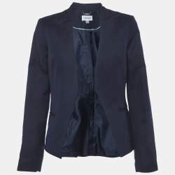 مملوكة مسبقًا Calvin Klein Navy Blue Linen Blend Open-Front Blazer M