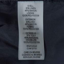 Pre Owned Calvin Klein Navy Blue Linen Blend Open-Front Blazer M