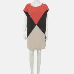 مملوكة مسبقًا Calvin Klein Multicolour Crepe Colour Block Shift Dress XL