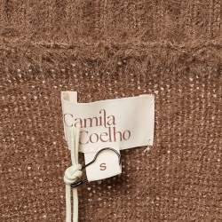 Pre Owned Camila Coelho Brown Faux Fur Half Zipper Sweatshirt S