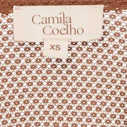 Pre Owned Camila Coelho Brown Jersey Mesh Plunge Neck Kimber Maxi Dress XS