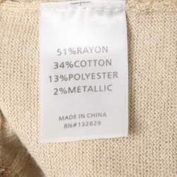 Pre Owned Camila Coelho Cream Lurex Knit Shoulder Cutout Detail Bexley Sweater Top M