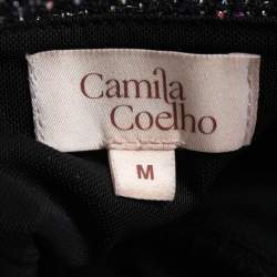 Pre Owned Camila Coehlo Black/Multicolor Tweed Cropped Bustier Top M
