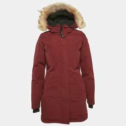 Canada Goose Burgundy Fur Trim Nylon Down Parka Jacket XS