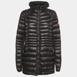 Pre Owned Canada Goose Black Nylon Hooded Zip-Up Down Jacket XL