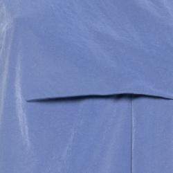 Carven Cornflower Blue Crepe Ruched Asymmetric Sleeve Shift Dress M