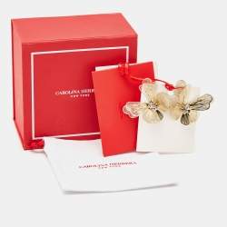 Pre Owned Carolina Herrera Laser Cut Butterfly Crystals Gold Tone Stud Earrings