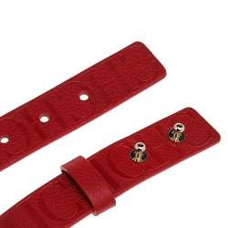 Pre Owned Carolina Herrera Red Leather Bow Belt 75CM