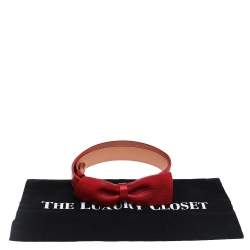 Pre Owned Carolina Herrera Red Leather Bow Belt 75CM