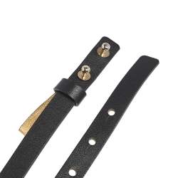 Pre Owned Carolina Herrera Black Leather Bow Slim Belt 75CM