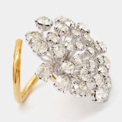 Carolina Herrera Crystals Two Tone Metal Ring Size 53