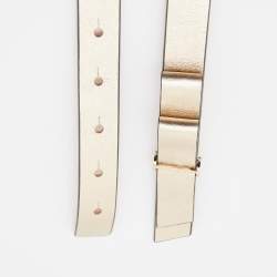 Carolina Herrera Gold Leather Bow Slim Belt 80CM