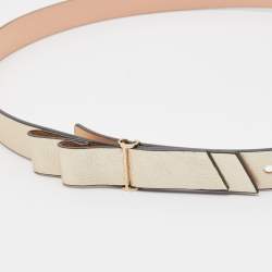 Carolina Herrera Gold Leather Bow Slim Belt 80CM
