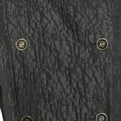 Pre Owned Carolina Herrera Black Textured Crepe Double Breasted Mid-Length Coat S