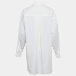 Pre Owned Carolina Herrera White Cotton Oversized High Side Blouse S