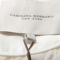 Pre Owned Carolina Herrera Ivory and Black Silk Blend Panel Flared Gown M