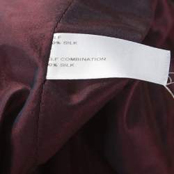 Pre Owned Carolina Herrera Red and Purple Color-block Silk Strapless Gown L