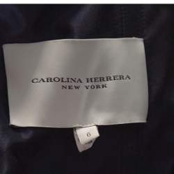 Pre Owned فستان كارولينا هيريرا جاكار أحمر مورد وأزرق كحلي بلا حمالات مقاس متوسط - ميديوم