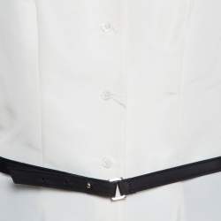 Pre Owned Carolina Herrera Ivory White Silk Faille Blouse M