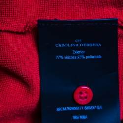 مملوكة مسبقًا CH Carolina Herrera Red Knit Buttoned Bow Neck Detail Cape Cardigan L