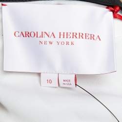 Pre Owned Carolina Herrera White Silk Winged Contrast Yoke Detail Flared Gown L