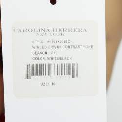 Pre Owned Carolina Herrera White Silk Winged Contrast Yoke Detail Flared Gown L