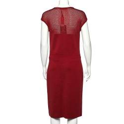 CH Carolina Herrera Burgundy Wool Knit Bow Detail Sleeveless Dress L