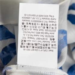 Pre Owned Carolina Herrera White & Blue Floral Print Silk Flounce Sleeve Top XL