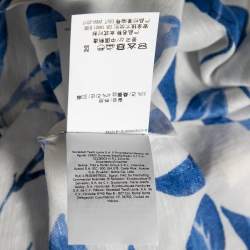 Pre Owned Carolina Herrera White & Blue Floral Print Silk Flounce Sleeve Top XL