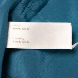 Pre Owned Carolina Herrera Blue Silk Sleeveless Gown M