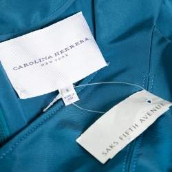 Pre Owned Carolina Herrera Blue Silk Sleeveless Gown M