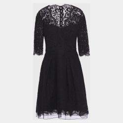 Pre Owned Carolina Herrera Black Floral Lace MIni Dress S/M (US 8)
