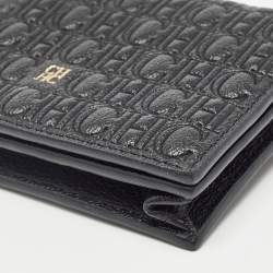 Carolina Herrera Monogram Embossed Leather Chain Card Case 