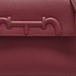 Carolina Herrera Burgundy Leather Tiny Doma Insignia Top Handle Bag