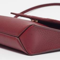 Carolina Herrera Burgundy Leather Tiny Doma Insignia Top Handle Bag