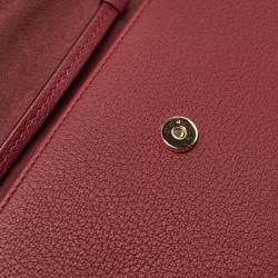 Carolina Herrera Burgundy Leather Tiny Doma Insignia Top Handle Bag