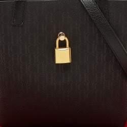Carolina Herrera Black Monogram Coated Canvas and Leather Small Matryoshka Locked Tote