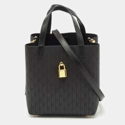 Carolina Herrera Black Monogram Coated Canvas and Leather Small Matryoshka Locked Tote