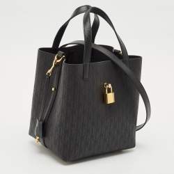 Carolina Herrera Black Monogram Coated Canvas and Leather Small Matryoshka Locked Tote