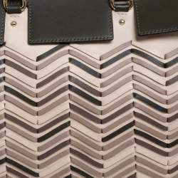 Pre Owned حقيبة يد كارولينا هيريرا "فيندوم" مزينة مموجه جلد بيج و أخضر