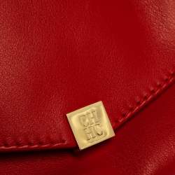 Pre Owned Carolina Herrera Red Leather Envelope Clutch