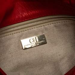 Pre Owned Carolina Herrera Red Leather Envelope Clutch