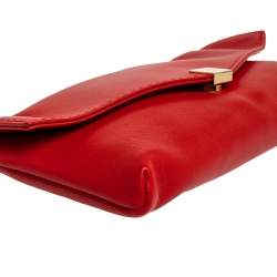 Pre Owned Carolina Herrera Red Leather Envelope Clutch