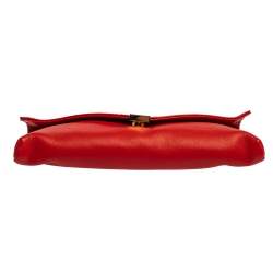 Pre Owned Carolina Herrera Red Leather Envelope Clutch