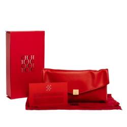 Pre Owned Carolina Herrera Red Leather Envelope Clutch